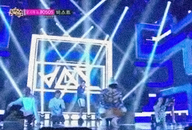 B2st performs "Good Luck" on the July 12, 2014 edition of Music Core. Note the grainy image. It was a bad stream night./via MBC YouTube Picture1