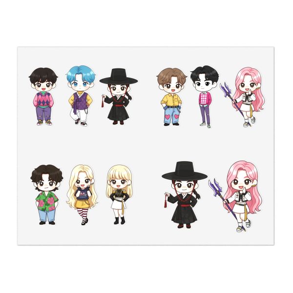 Cute K-Pop Characters Sticker Sheets for Crafting, Journaling, Scrapbooking, Gift Wrapping, Kids Party Favors - Image 13
