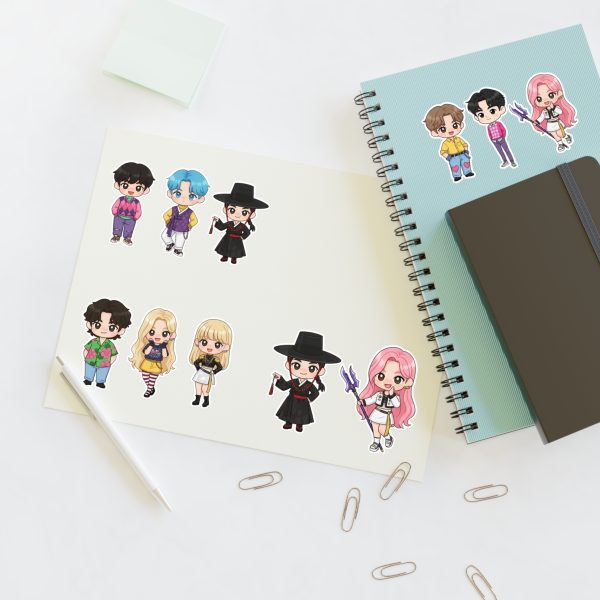 Cute K-Pop Characters Sticker Sheets for Crafting, Journaling, Scrapbooking, Gift Wrapping, Kids Party Favors - Image 8