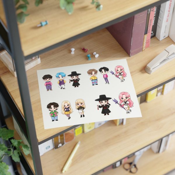Cute K-Pop Characters Sticker Sheets for Crafting, Journaling, Scrapbooking, Gift Wrapping, Kids Party Favors - Image 14