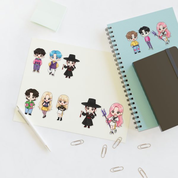 Cute K-Pop Characters Sticker Sheets for Crafting, Journaling, Scrapbooking, Gift Wrapping, Kids Party Favors - Image 16