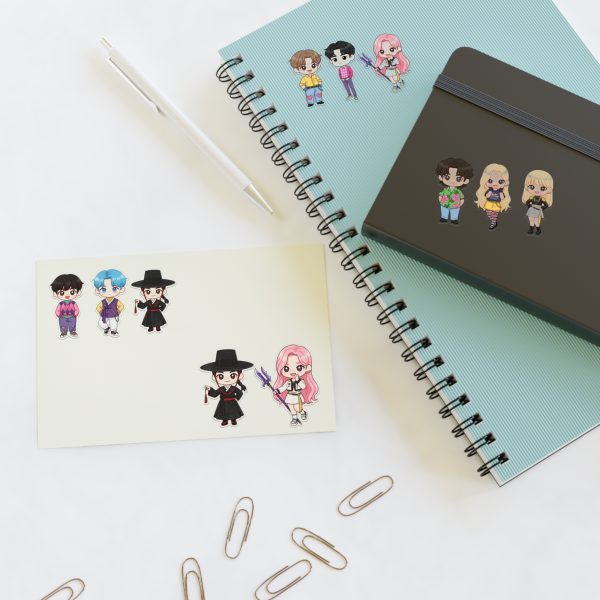 Cute K-Pop Characters Sticker Sheets for Crafting, Journaling, Scrapbooking, Gift Wrapping, Kids Party Favors - Image 12
