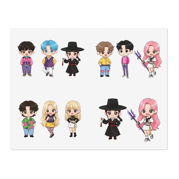 Cute K-Pop Characters Sticker Sheets for Crafting, Journaling, Scrapbooking, Gift Wrapping, Kids Party Favors - Image 5