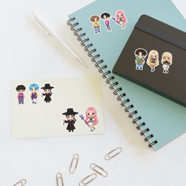 Cute K-Pop Characters Sticker Sheets for Crafting, Journaling, Scrapbooking, Gift Wrapping, Kids Party Favors - Image 4